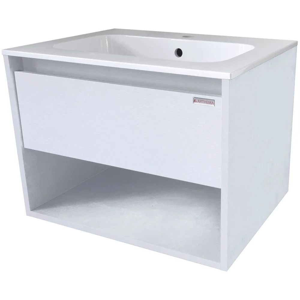 Set mobilier baie (masca cu sertar si lavoar compozit) Arthema Modulo 75x46xH44 cm, alb