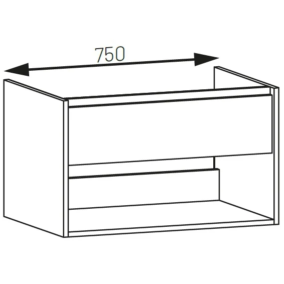 Set mobilier baie (masca cu sertar si lavoar compozit) Arthema Modulo 75x46xH44 cm, alb