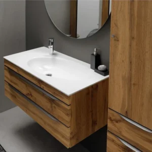 Set mobilier baie (masca cu 2 sertare si lavoar) Kolpa San Malaya 101x49xH41 cm, bej (stejar natur) Kolpa San Malaya