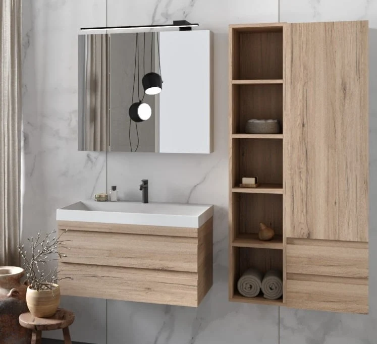 Set mobilier baie (masca cu 2 sertare si lavoar) Kolpa San Naomi 70x45xH44 cm, bej (natural wood)