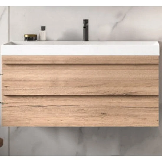 Set mobilier baie (masca cu 2 sertare si lavoar) Kolpa San Naomi 100x45xH44 cm, bej (natural wood)