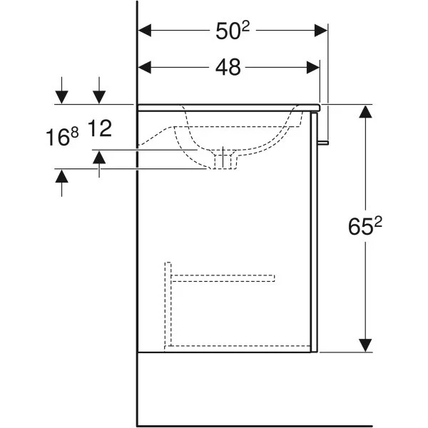 Set mobilier baie (masca suspendata cu 2 usi si lavoar) Geberit Selnova Square 100 cm, alb lucios
