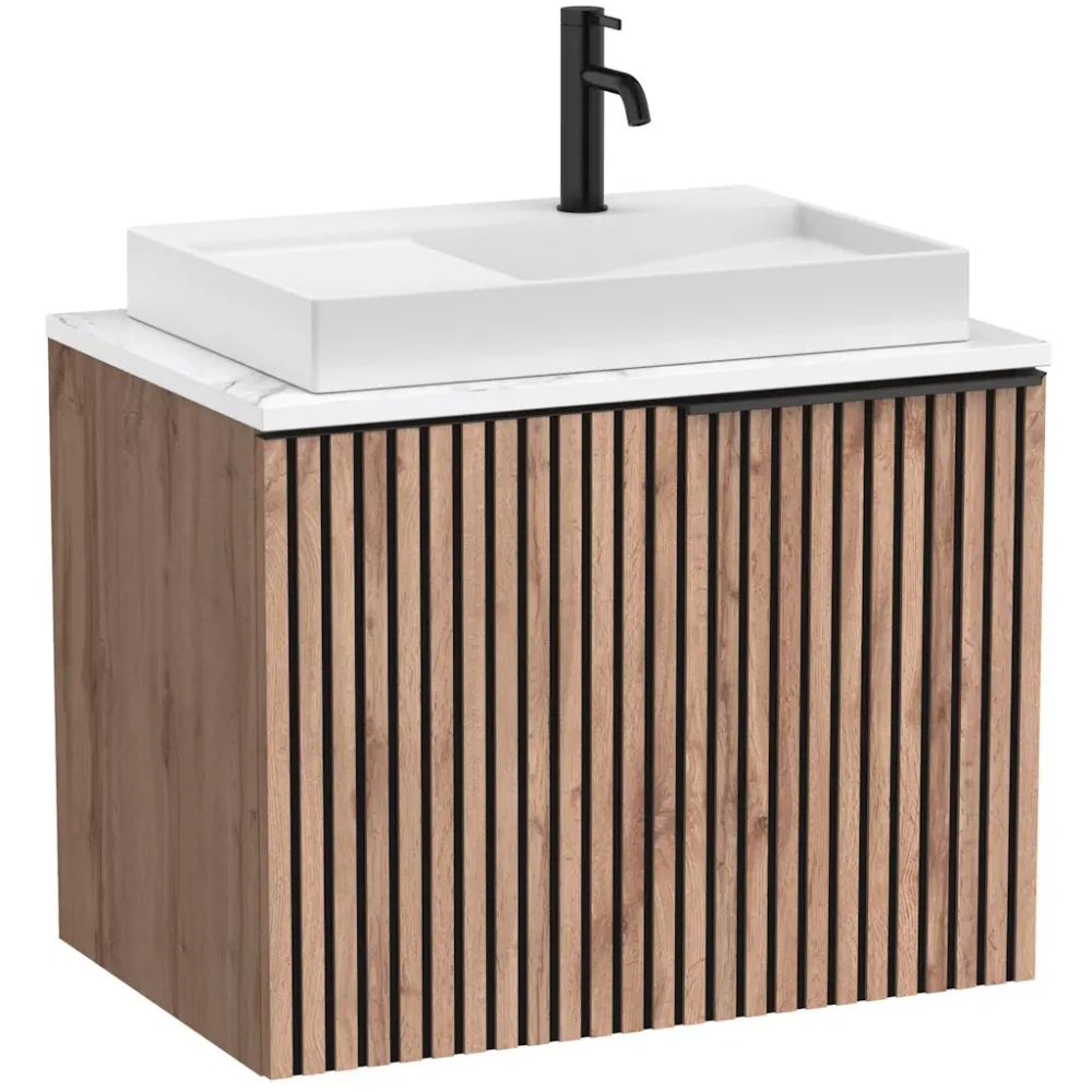 Set mobilier baie cu riflaj (masca si lavoar cu sertar) Roca Horizon 72x50xH56 cm, bej/alb