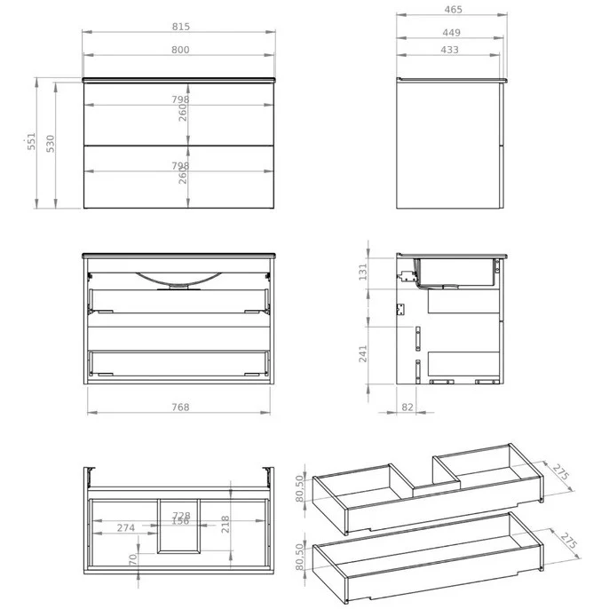 Set mobilier baie riflaj (masca si lavoar cu doua sertare) Roca Elegant Plus 80x46xH55 cm, bej (light oak structure)