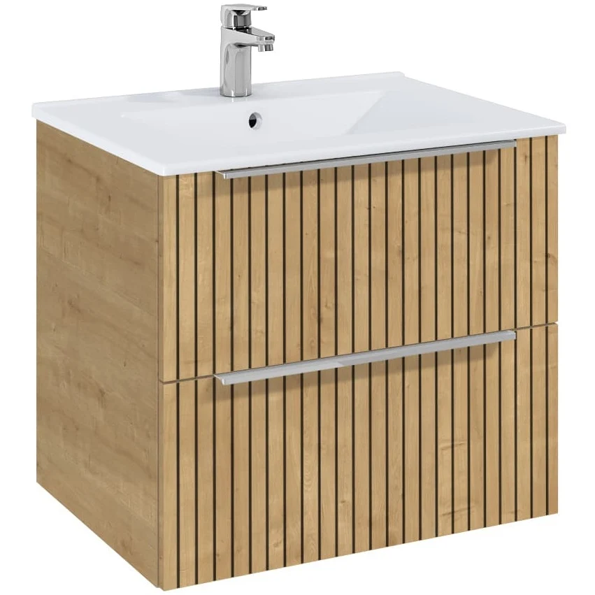 Set mobilier baie riflaj (masca si lavoar cu doua sertare) Roca Elegant Plus 61x46xH55 cm, bej (light oak structure)