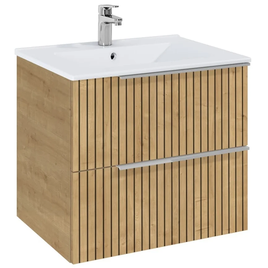 Set mobilier baie riflaj (masca si lavoar cu doua sertare) Roca Elegant Plus 61x46xH55 cm, bej (light oak structure)
