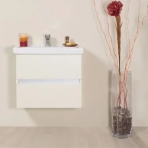 Set promo mobilier baie (masca cu 2 sertare si lavoar) Arthema Frame 60 cm, alb mat