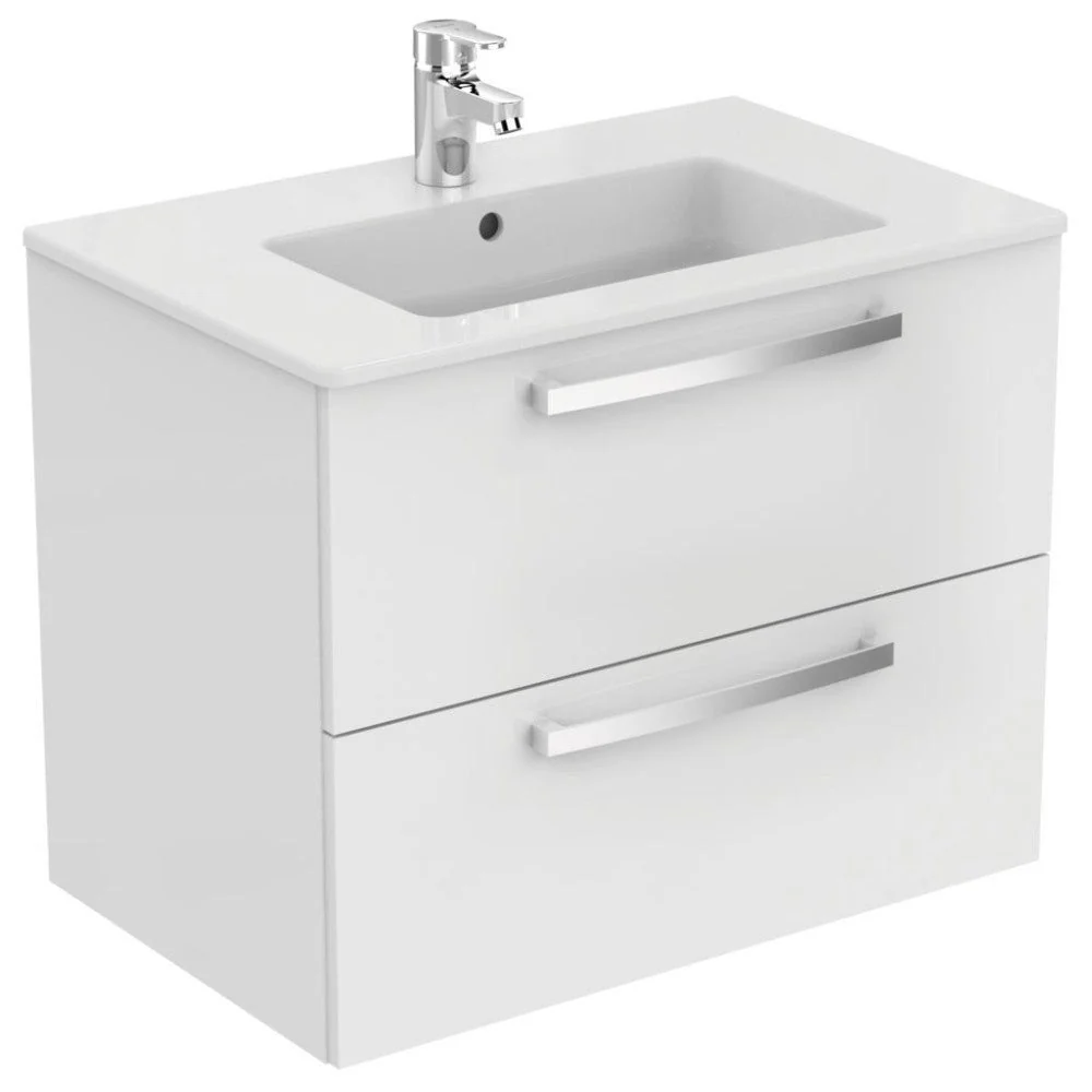 Set promo mobilier baie (masca cu 2 sertare si lavoar) Ideal Standard Tempo 80x44xH55 cm, alb lucios