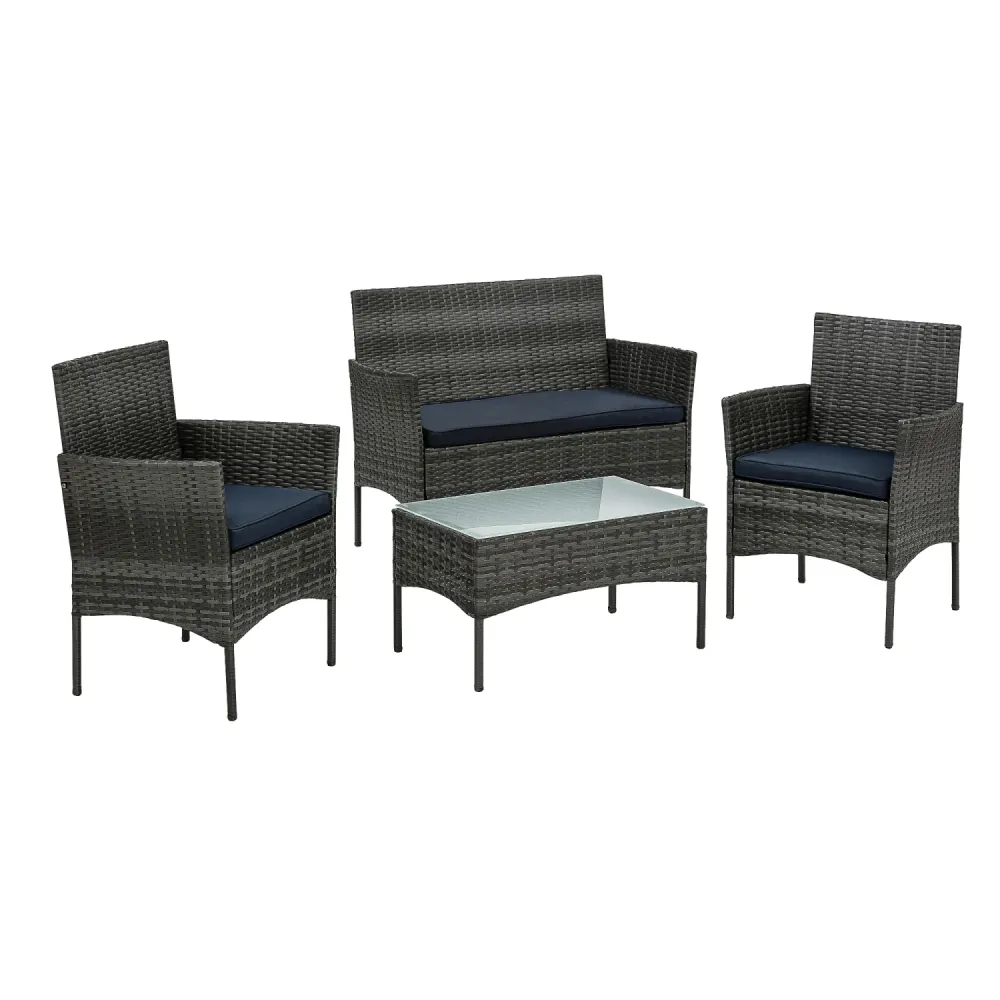 Set mobilier gradina, poliratan, gri