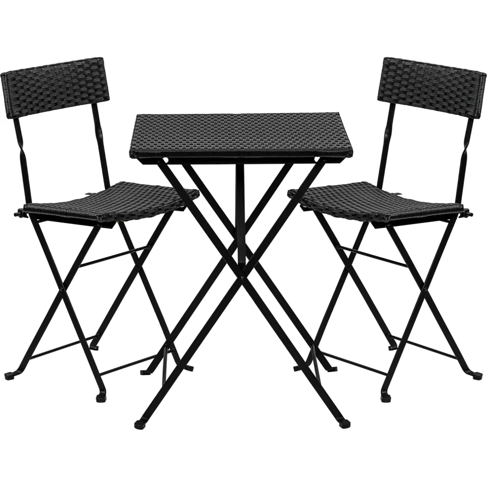 Set 2 scaune si masa, pentru gradina, stil bistro, negru