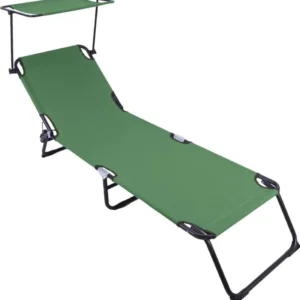 Sezlong Heinner DSZP011 | 186x55x24cm, Cu Parasolar, Verde