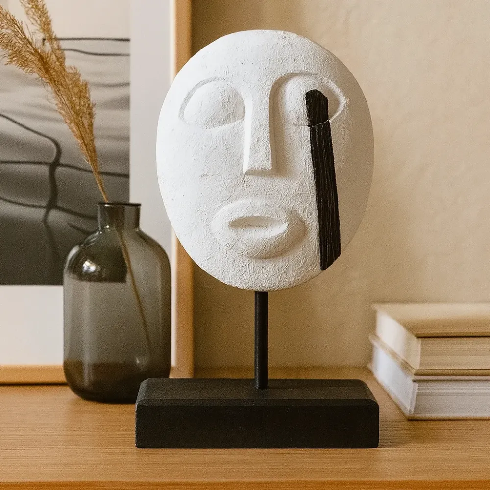 Mască decorativă tribală albă 27x20cm Timor