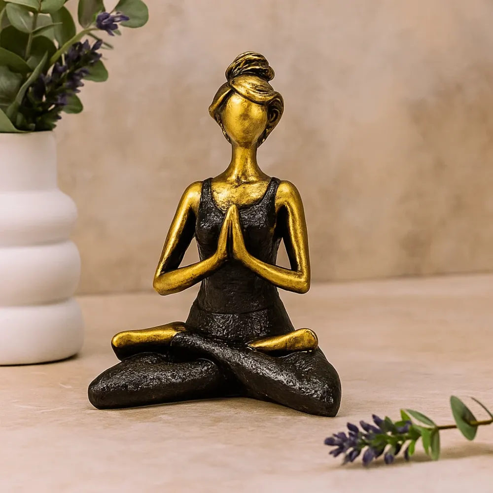 Statuetă Femeie Yoga Bronz și Negru 24cm