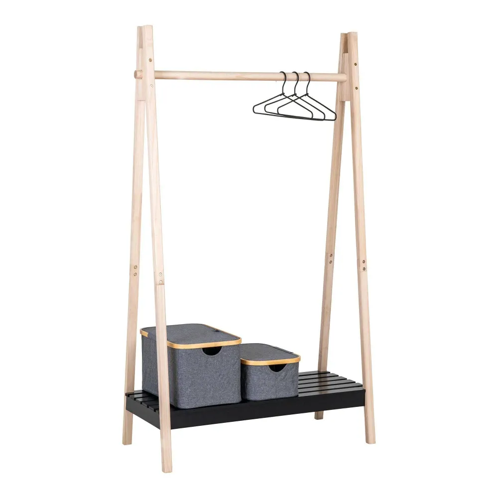 Torino Suport pentru haine din MDF/paulownia, natur/negru 94,5x39x170 cm