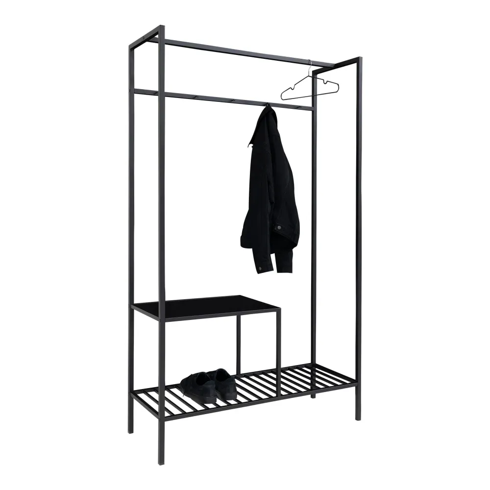 Vita Suport pentru haine cu 2 rafturi, negru, rama neagra 101x38x170 cm