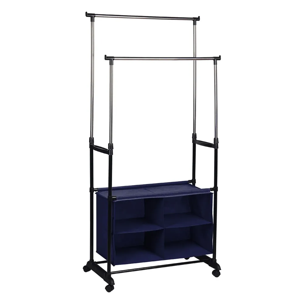 Stander haine SANDOR, argintiu/negru, metal, 80x42x165 cm