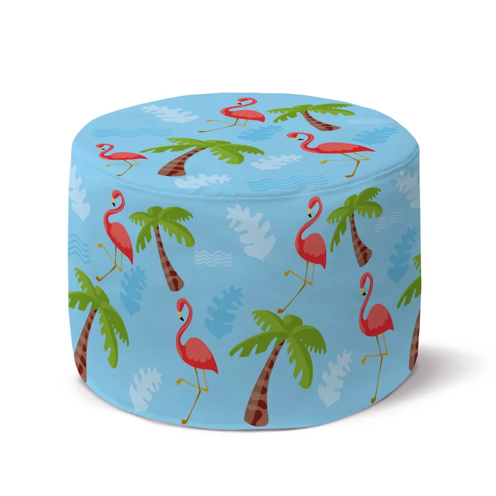 Fotoliu rotund Flamingo și palmieri