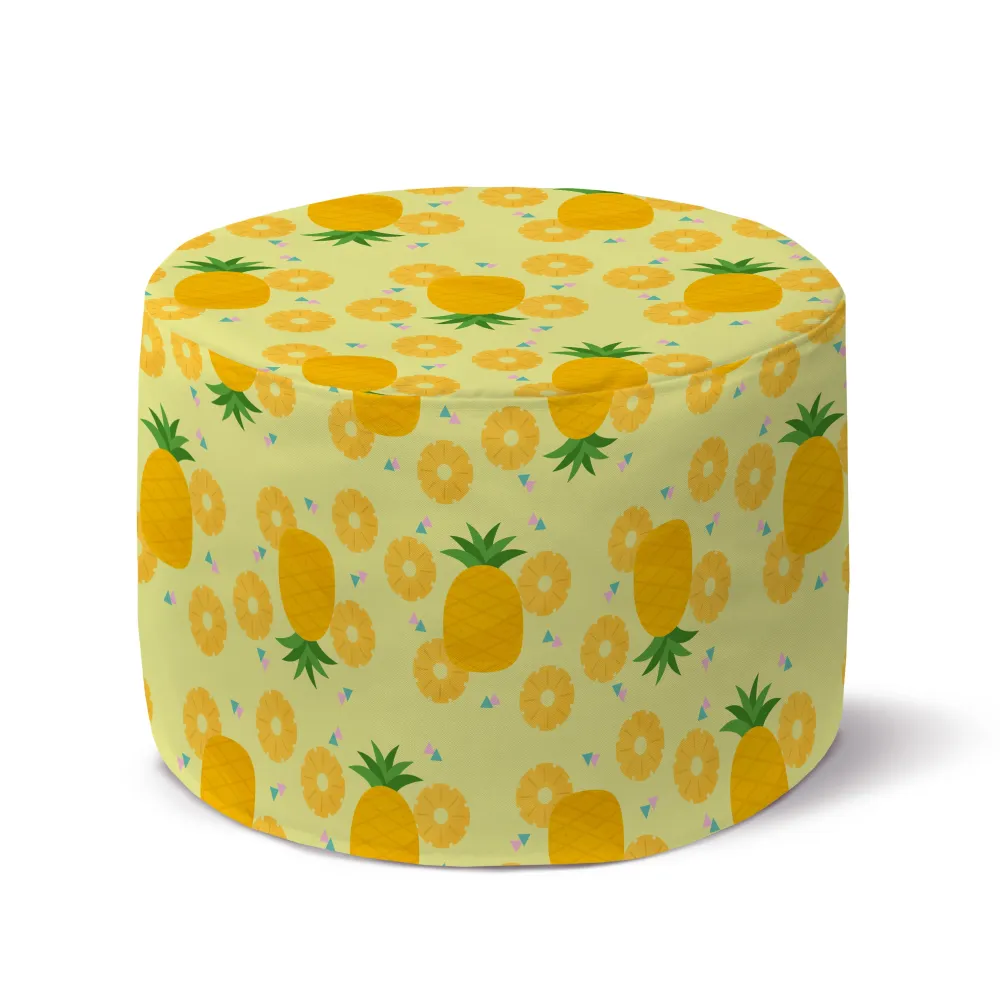 Picior rotund pouf Yellow Pineapples