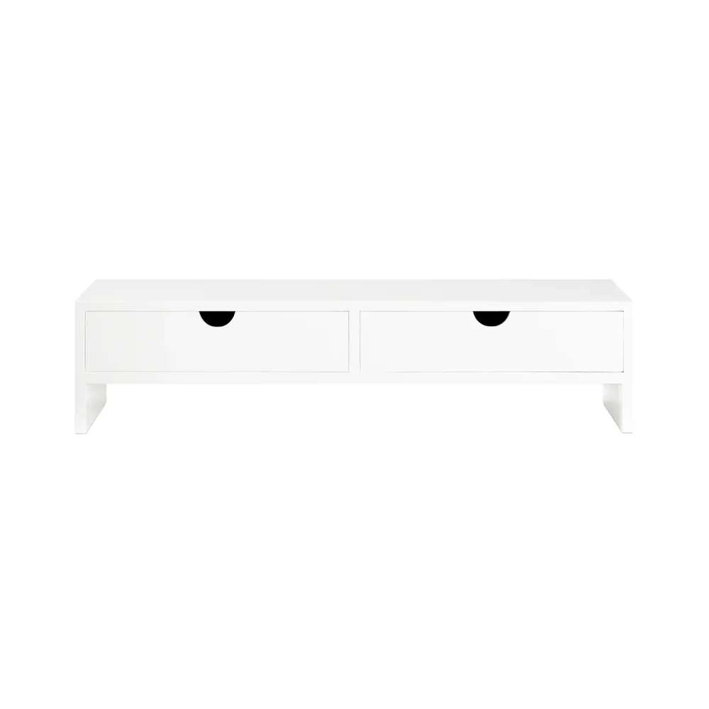 SoBuy BBF02-W Suport pentru monitor de birou cu 2 sertare Suport pentru monitor de birou Ridicare PC Suport laptop pentru...