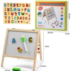 Tablă magnetică cu litere, cifre și numărătoare 24×25 cm – educativă și interactiva