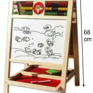 Tăbliță de scris dublă cu numărătoare din lemn 68 cm – 2 fețe funcționale