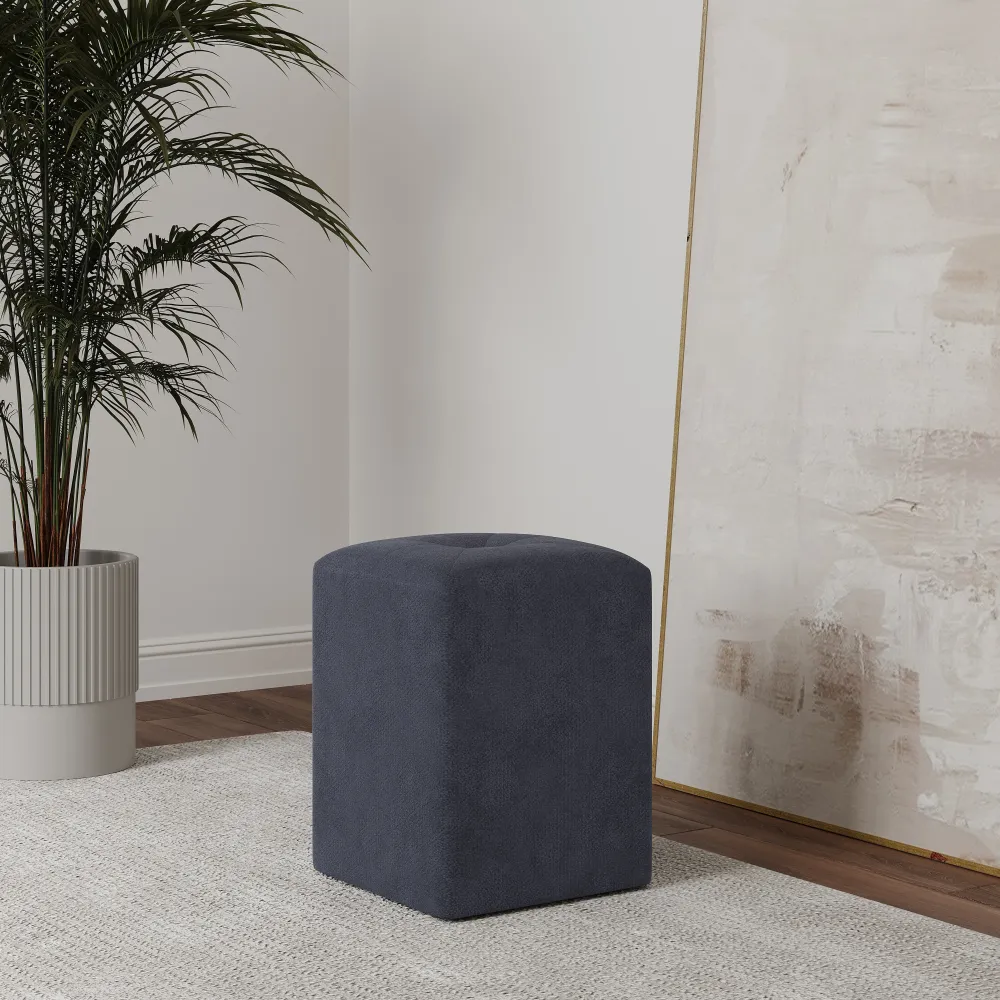 Taburet Tapitat haaus Talin, Bleumarin, Stofa, L 35 x l 35 x H 45 cm