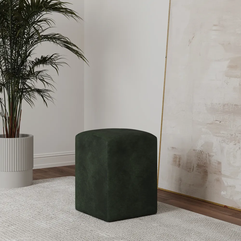 Taburet Tapitat haaus Talin, Verde Inchis, Stofa, L 35 x l 35 x H 45 cm