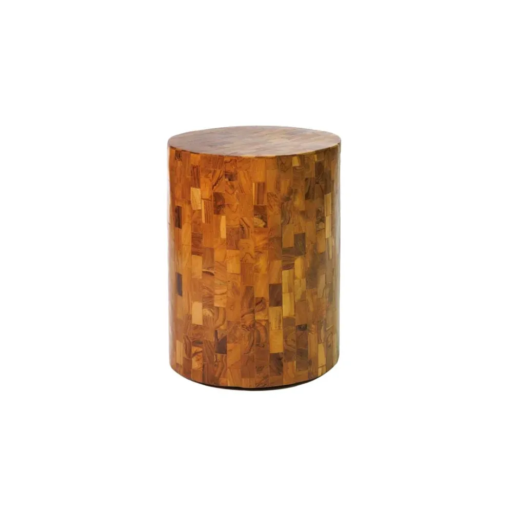 Taburet maro din lemn de tec Mosaic