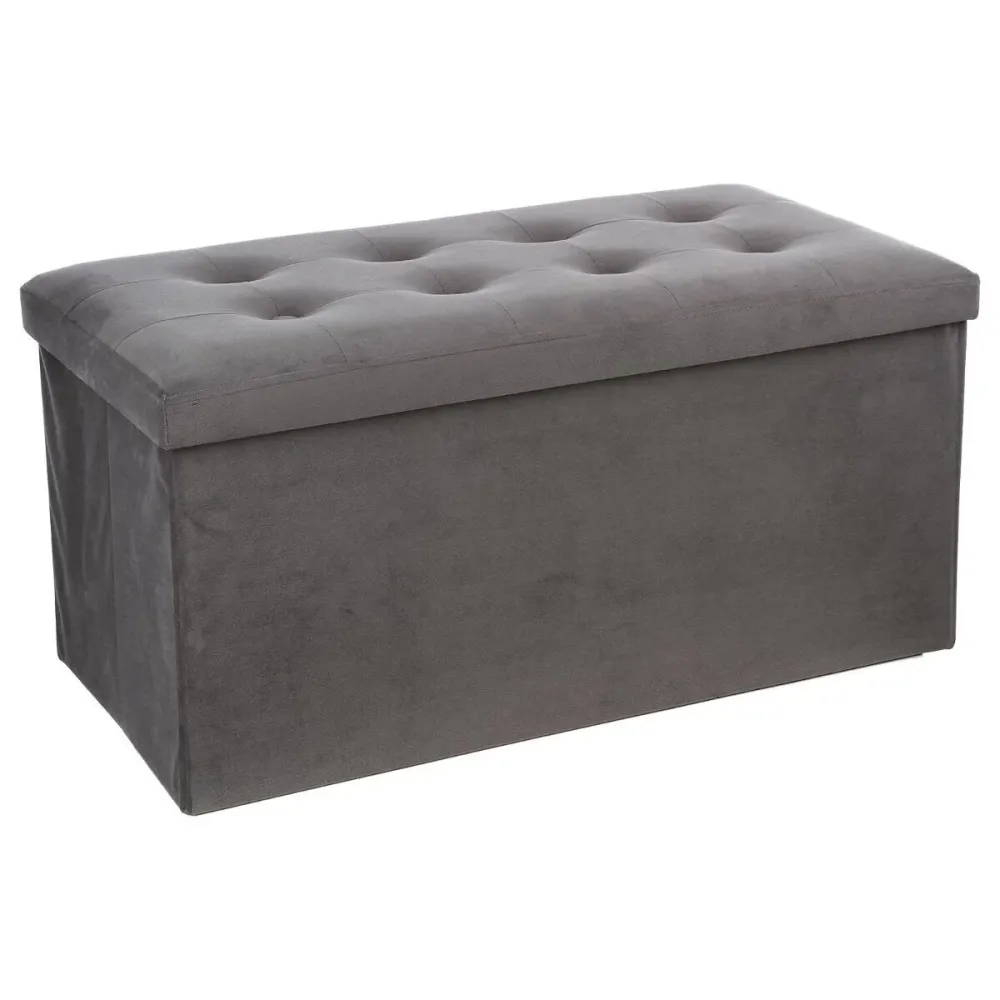Taburet dublu pliabil Atmosphera Lysandre, MDF si poliester, 76x38x38 cm, gri