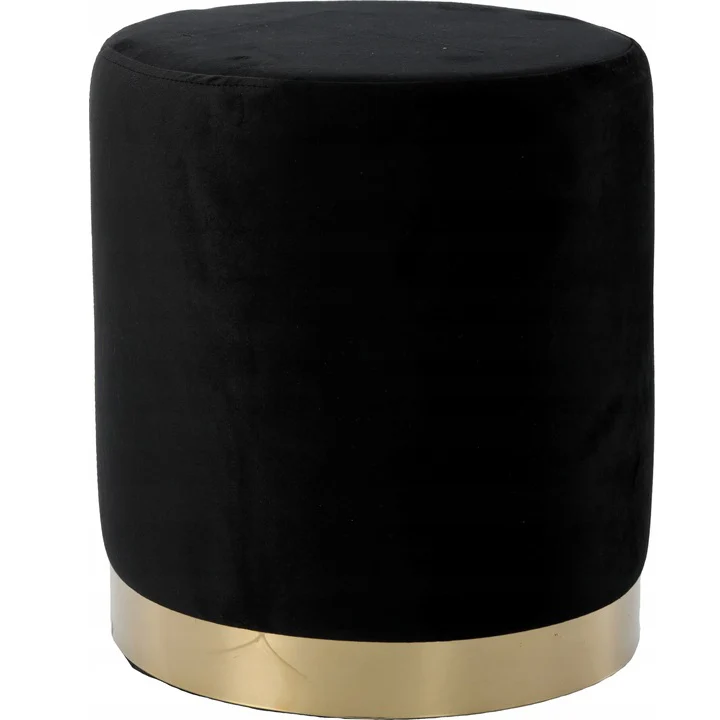 Taburet rotund, tapitat cu stofa, sarcina 100 kg, 35x40 cm, negru