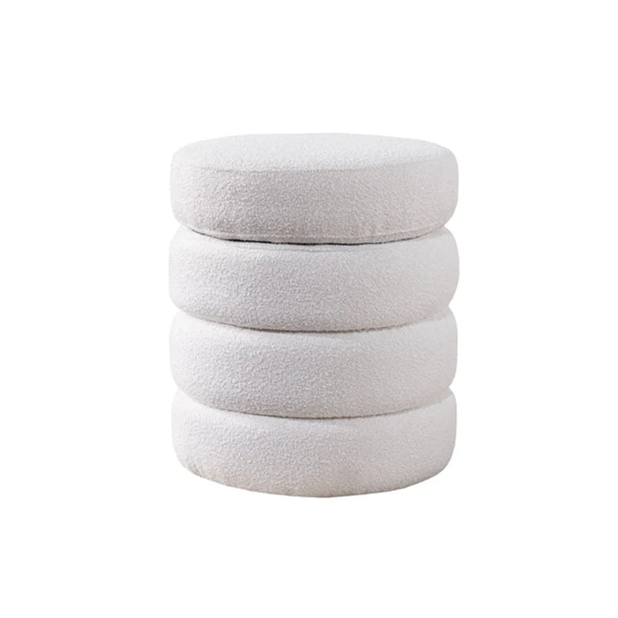 Taburet crem din polester boucle Voque