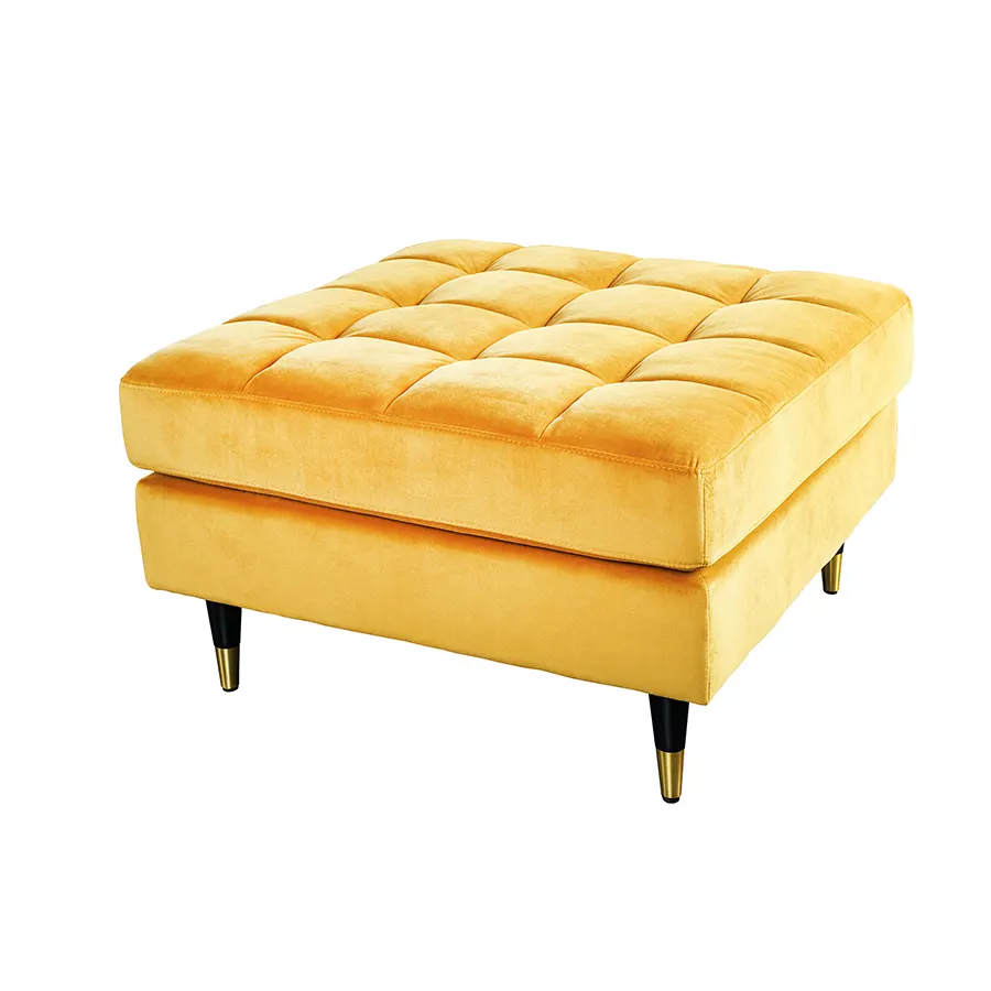 Taburet galben din catifea Cozy 80 cm Invicta Interior