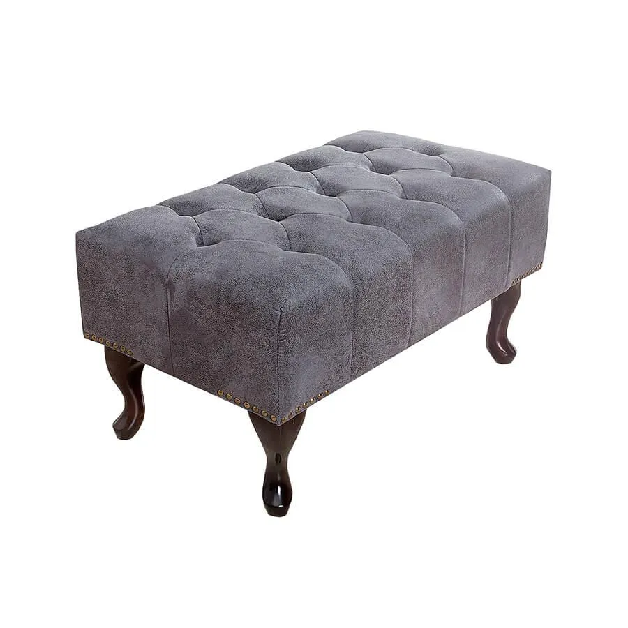Taburet gri din poliester Chesterfield Invicta Interior
