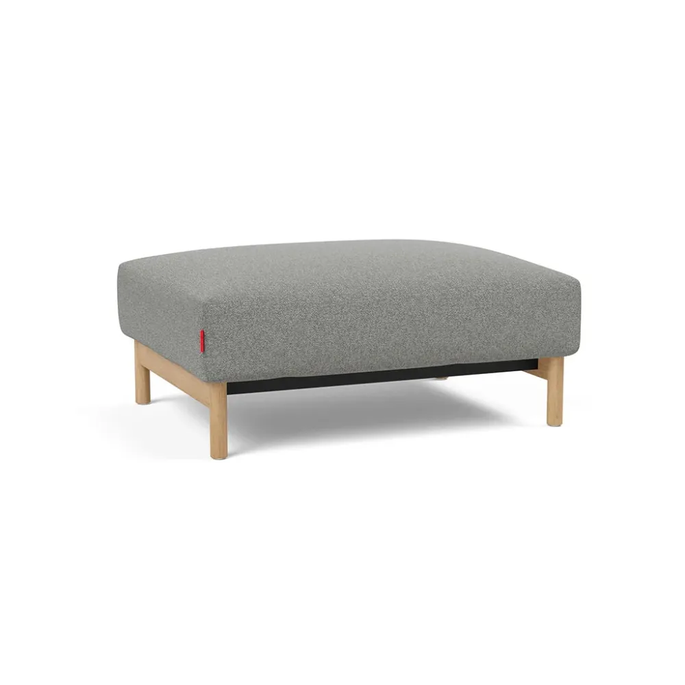Taburet otoman Malloy Wood Bouclé Ash Grey 75x100 cm