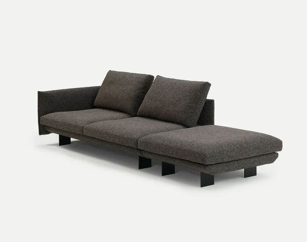 Taburet modern tapitat, picioare metal Deep