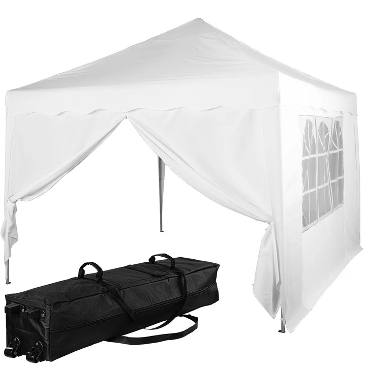 Pavilion pliabil BASIC cu 2 sectiuni laterale, 3 x 3 m, geanta carucior, aluminiu, alb