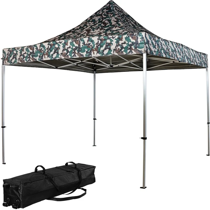 Pavilion pliabil PRO, 3 x 3 m, geanta carucior, aluminiu, culoare padure