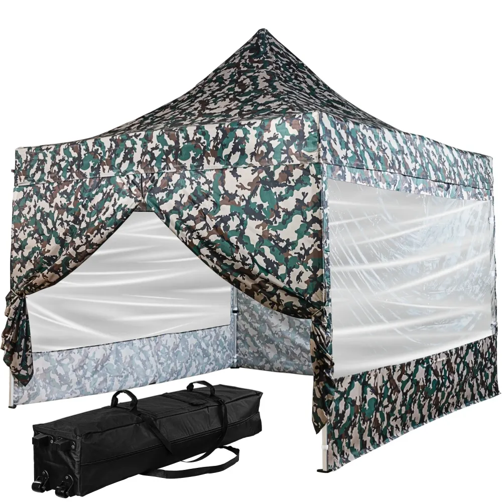 Pavilion pliabil PRO cu 4 sectiuni laterale cu fereastra, 3 x 3 m, geanta carucior, aluminiu, culoare padure