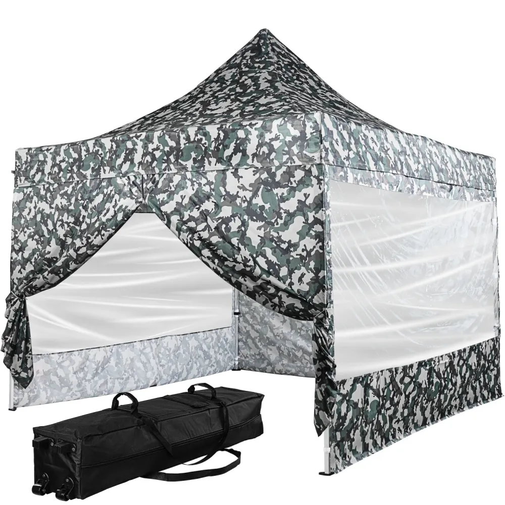 Pavilion pliabil PRO cu 4 sectiuni laterale cu fereastra, 3 x 3 m, geanta carucior, aluminiu, culoare urban
