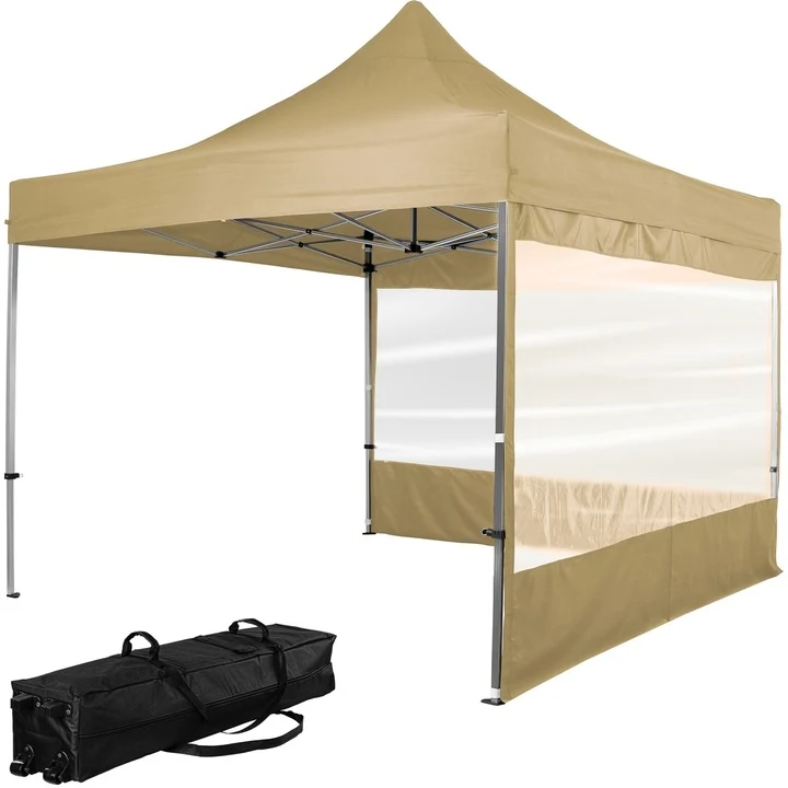 Pavilion pliabil PRO cu 2 sectiuni laterale, 3 x 3 m, geanta carucior, aluminiu, sampanie