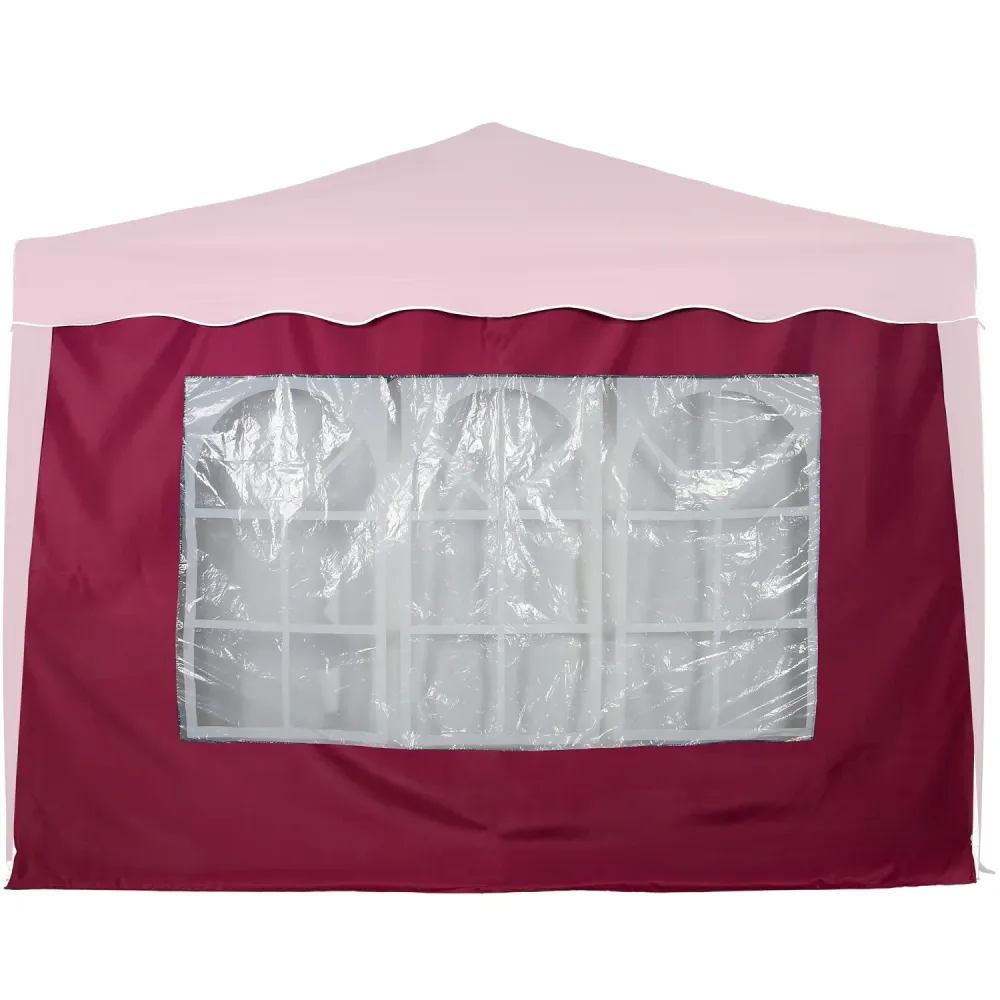 Perete lateral cu fereastra, pentru foisor pliabil, 3 x 3 m, impermeabil, rosu