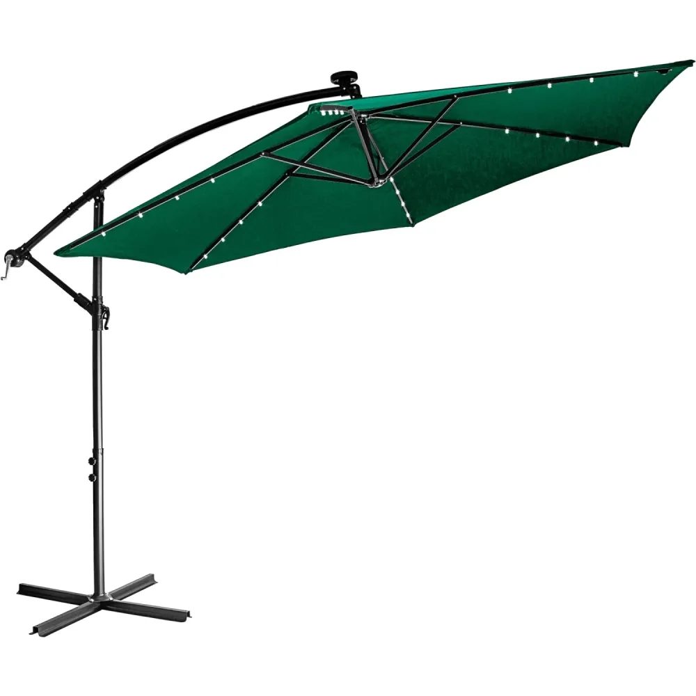 Umbrela de soare cu led-uri, diametru 350 cm, verde