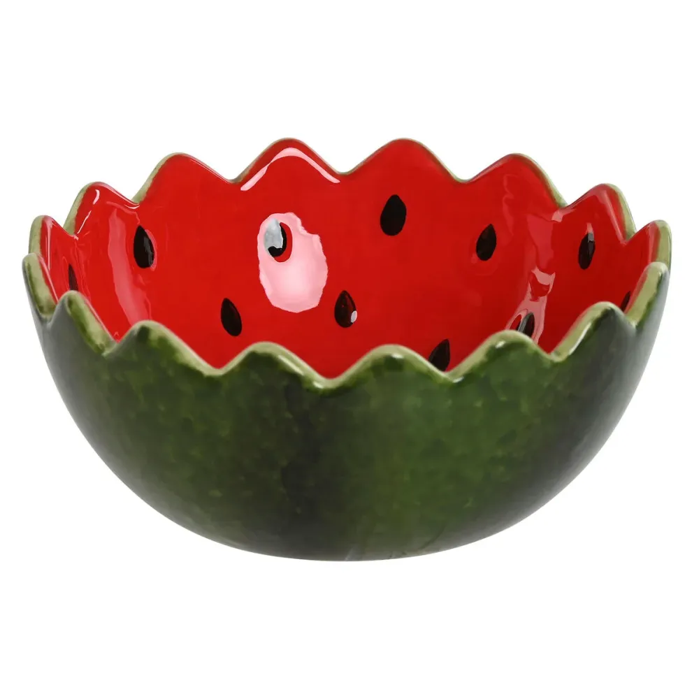 Bol pentru Aperitive Home ESPRIT Roșu Verde Gresie Pepene Verde 15 x 15 x 6,5 cm