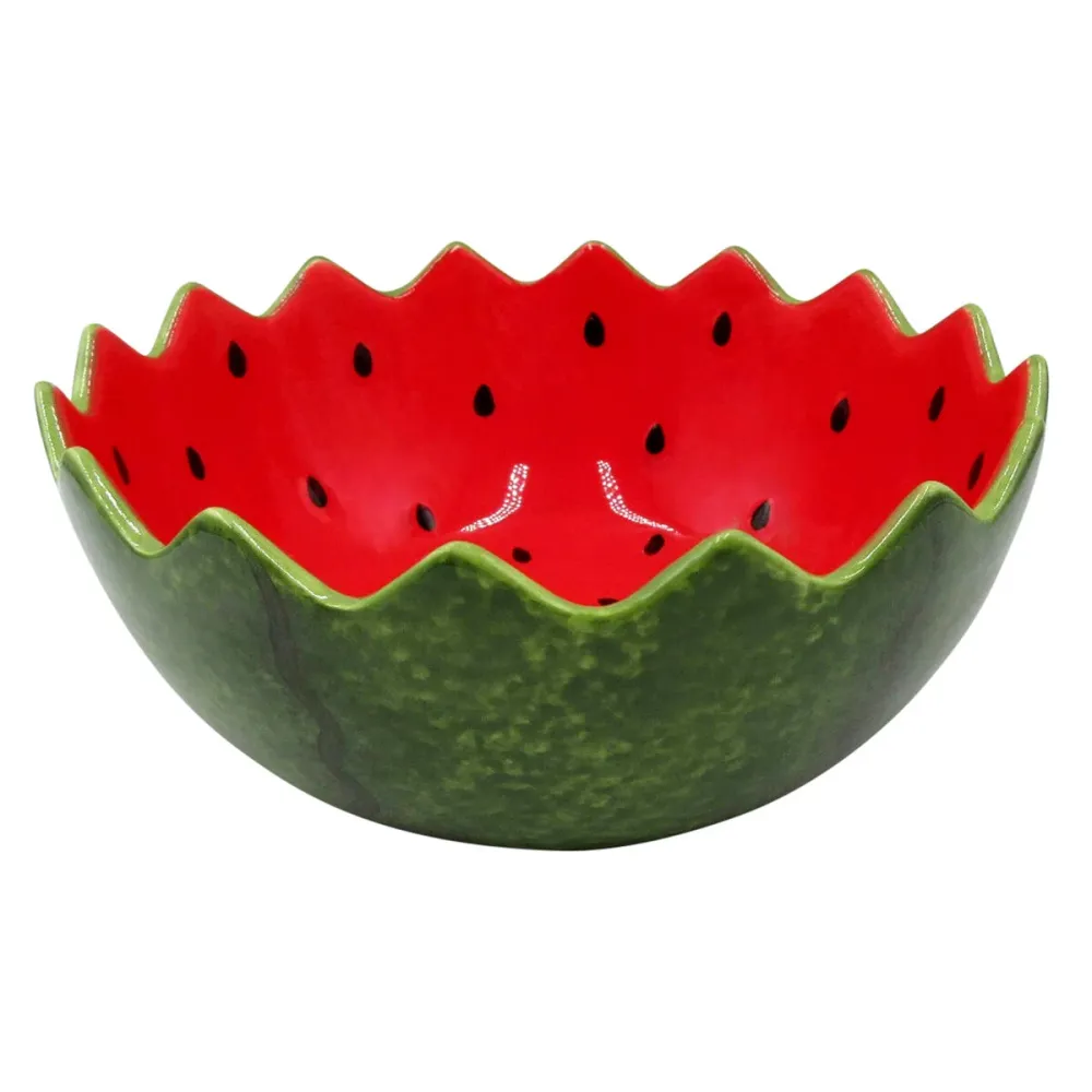 Bol pentru Aperitive Home ESPRIT Roșu Verde Gresie Pepene Verde 23 x 23 x 9 cm