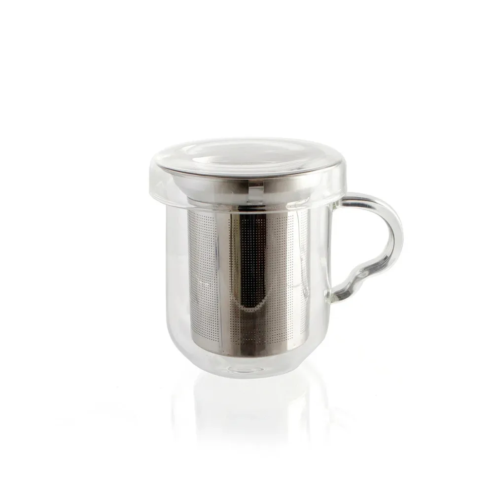 Cană cu filtru pentru infuzii Quid Serenia Transparent Sticlă Oțel inoxidabil 350 ml (12 Unități)