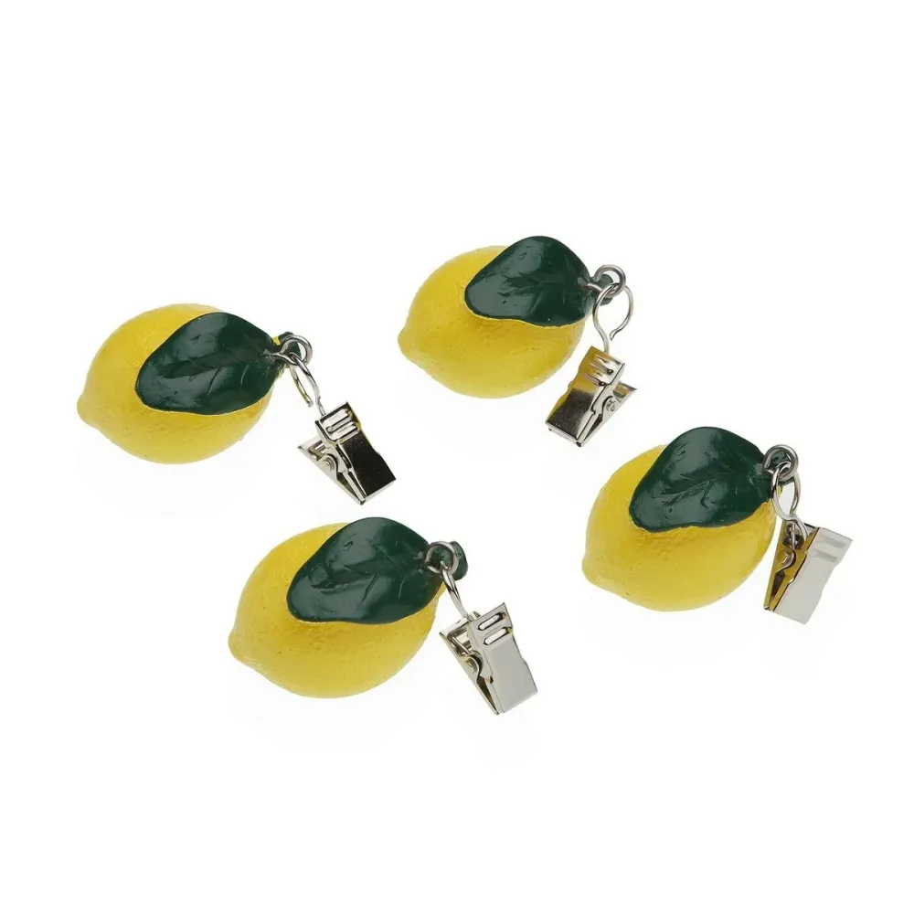 Clemă pentru susținerea feței de masă Versa Metal Polietilenă Aliaj de Zinc 7 x 3 cm Lămâie 4 Piese
