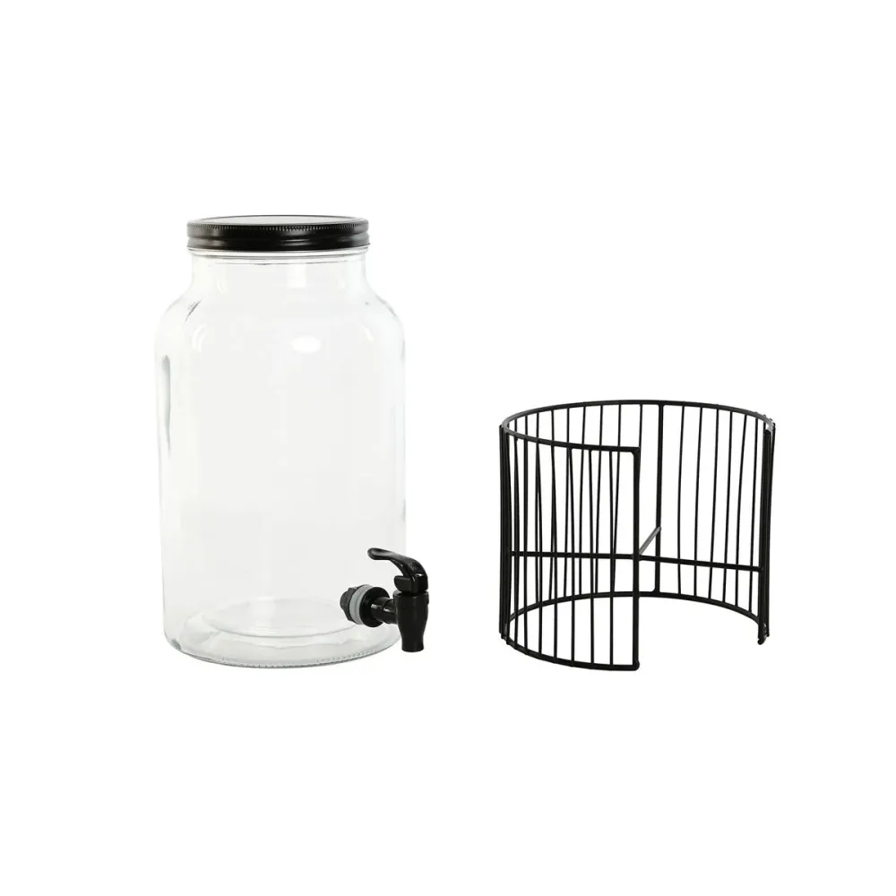 Dozator de băuturi Home ESPRIT Negru Metal Geam 5,5 L 21 x 21 x 37 cm