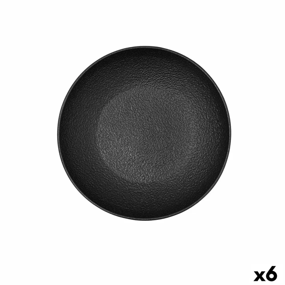 Farfurie Adâncă Bidasoa Fosil Alb Negru Ceramică 21 x 21 x 4,7 cm (6 Unități)