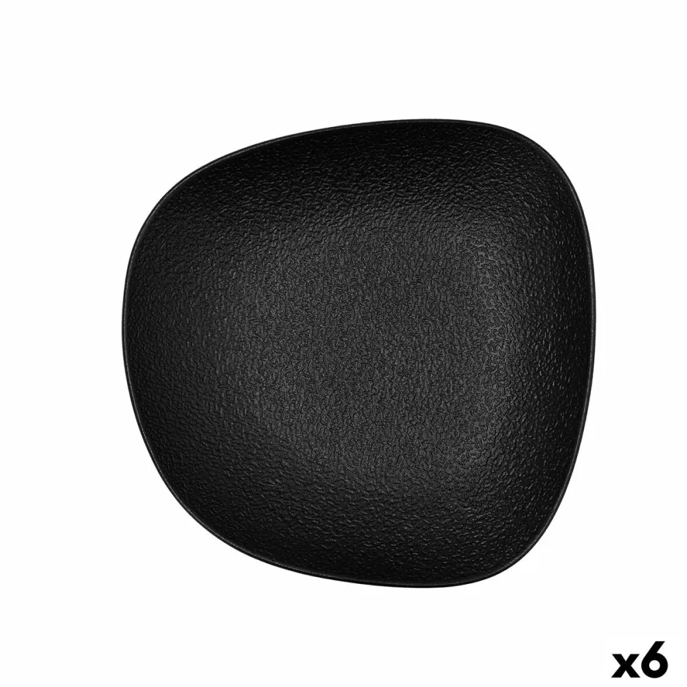 Farfurie Adâncă Bidasoa Fosil Negru Ceramică Pătrat 21,9 x 21,7 x 4,8 cm (6 Unități)