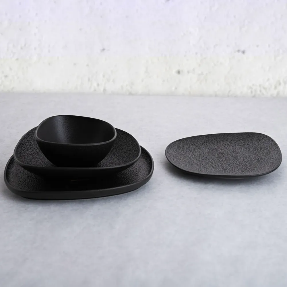 Farfurie Adâncă Bidasoa Fosil Negru Ceramică Pătrat 21,9 x 21,7 x 4,8 cm (6 Unități)